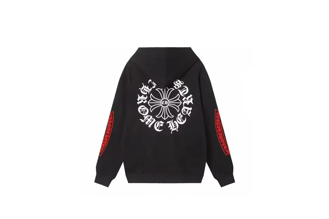 M09—P210 -Chrome Hearts/Chrome Hearts printed sweatshirt cardigan jacket -420 grams of high-density, high-quality wool, soft, delicate and skin-friendly, soft and silky to the touch, warm and skin-friendly -The hardware zipper accessories are all customized and full of details -Colour: black white -Size: S M L XL